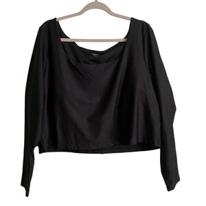 Old Navy Active Powersoft Long Sleeve Cropped Top Bra Insert Neck Black - 4X NEW